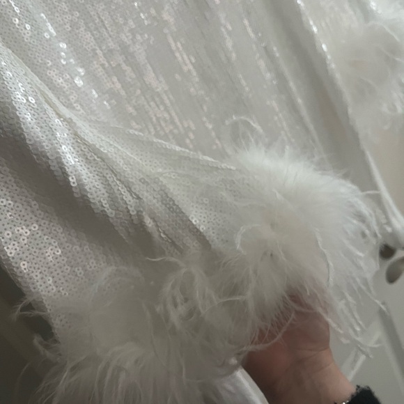 Hutch White Feather Cuff Mini Dress - Picture 4 of 5